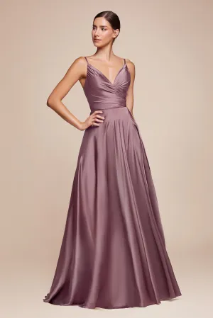 Hannah Satin Maxi Gown (English Violet)