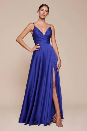 Hannah Satin Maxi Gown (Royal Blue)