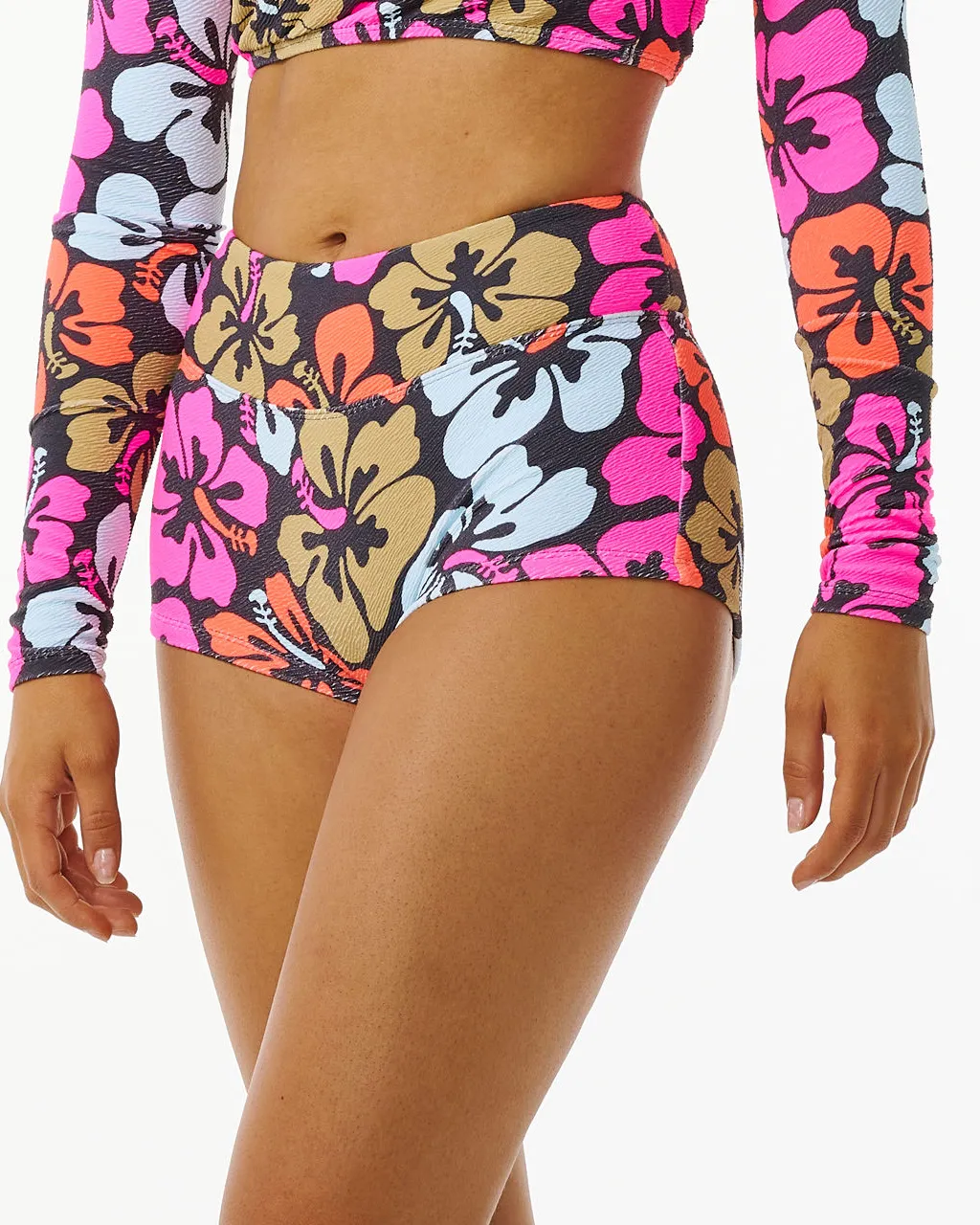 Hibiscus Heat Boyleg Bikini Bottoms in Multi