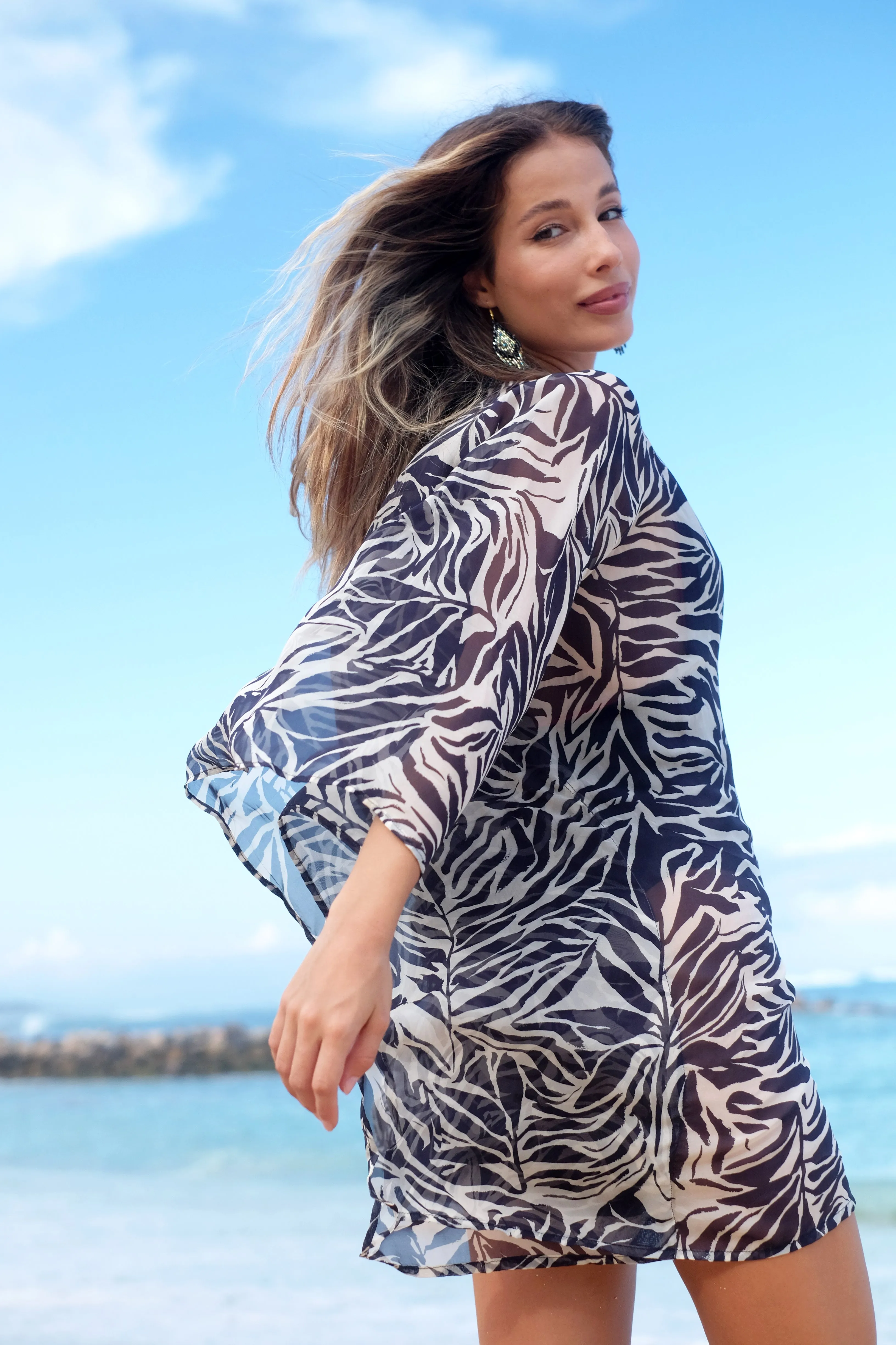 Imara Zebra Print Women's Beach Kaftan