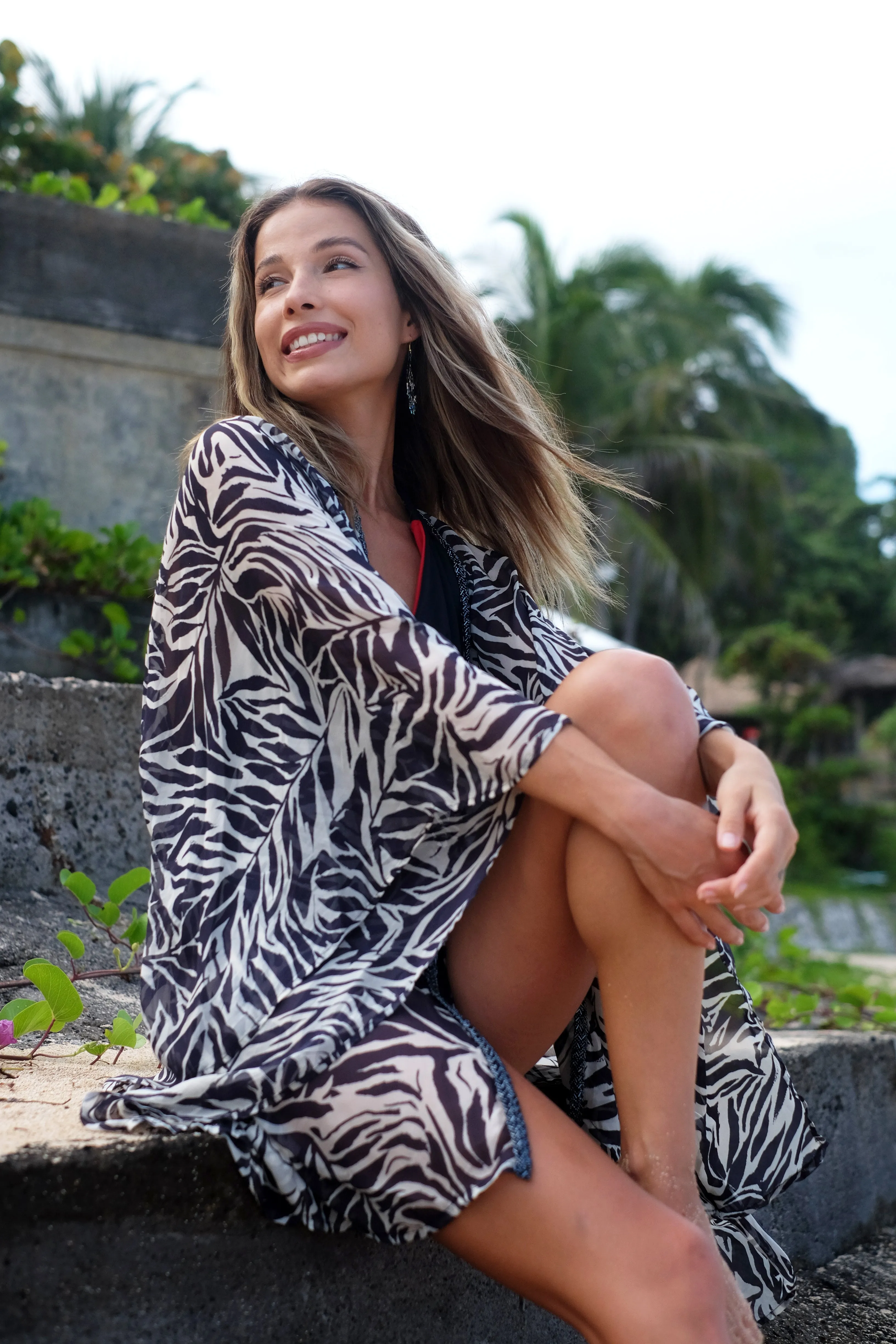 Imara Zebra Print Women's Beach Kaftan