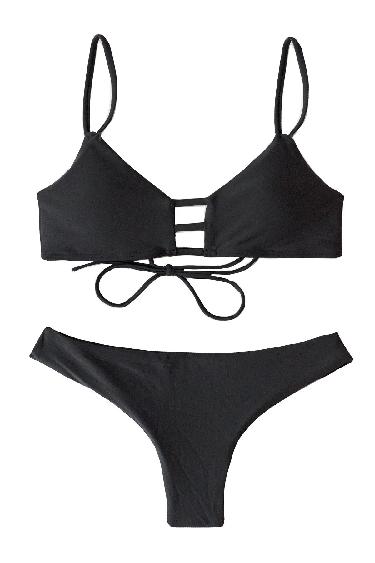 Kailua Black Cheeky Bikini Bottoms