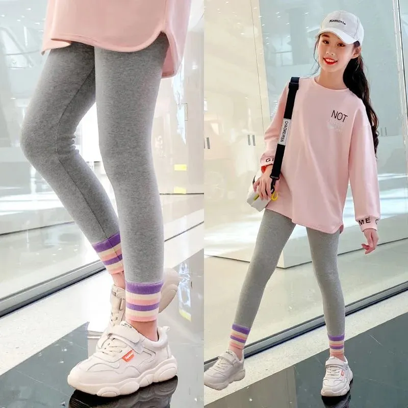 Kids Girls Casual Knitted Warm Cotton Leggings