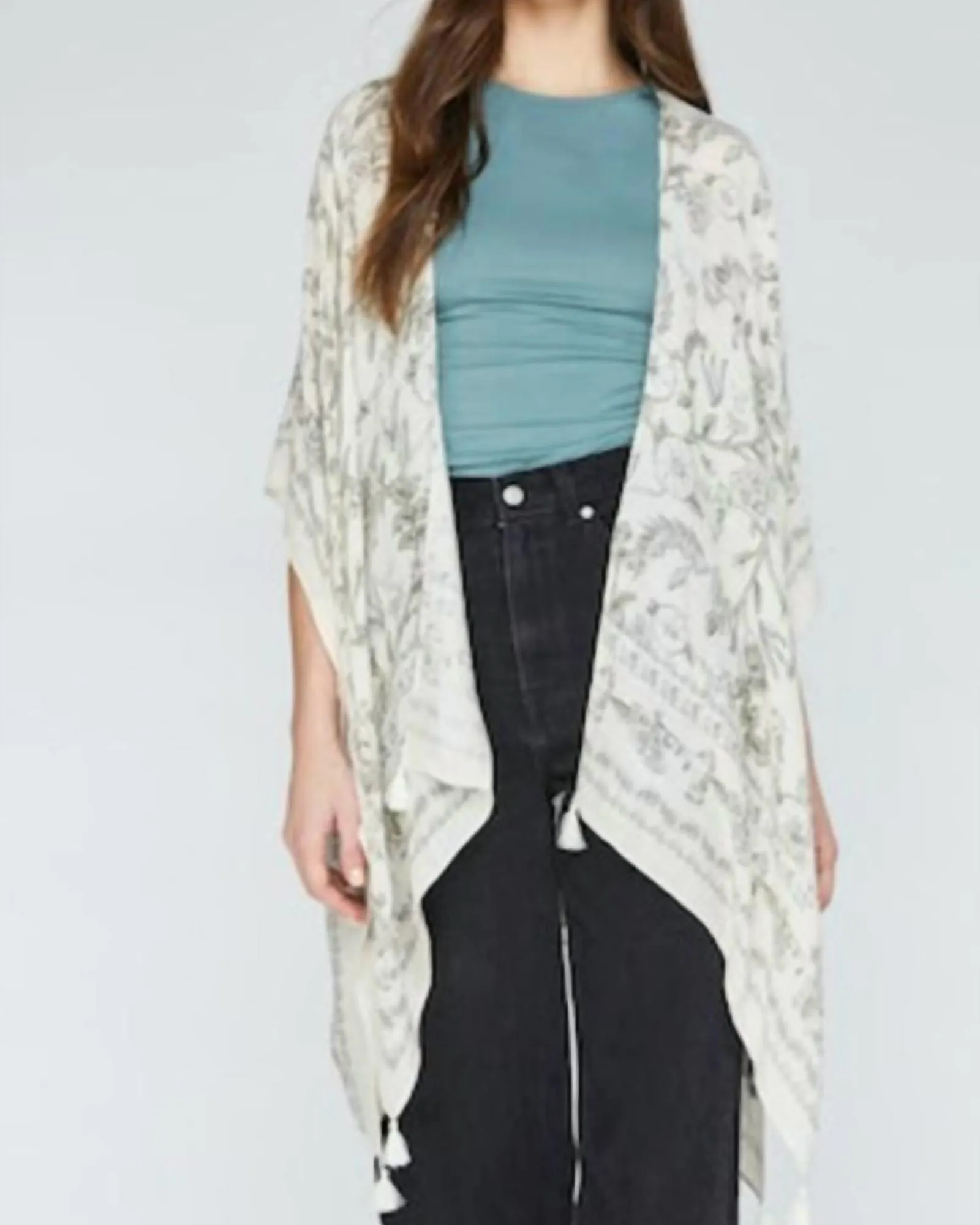 Ledger Kimono In Cream Botanical | Cream Botanical