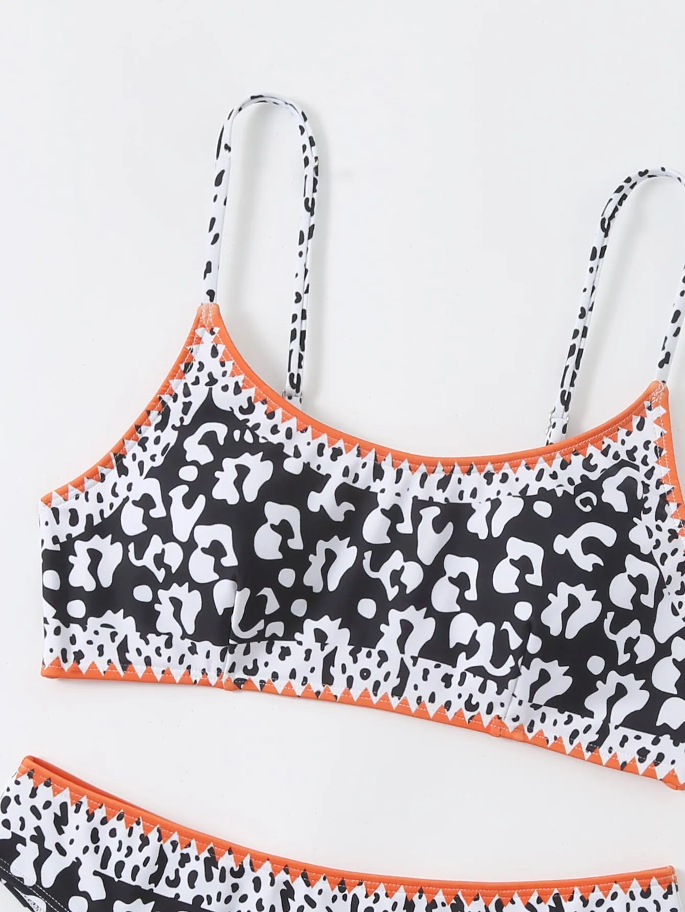 Leopard Print Stitch Detail Bikini Swimsuit