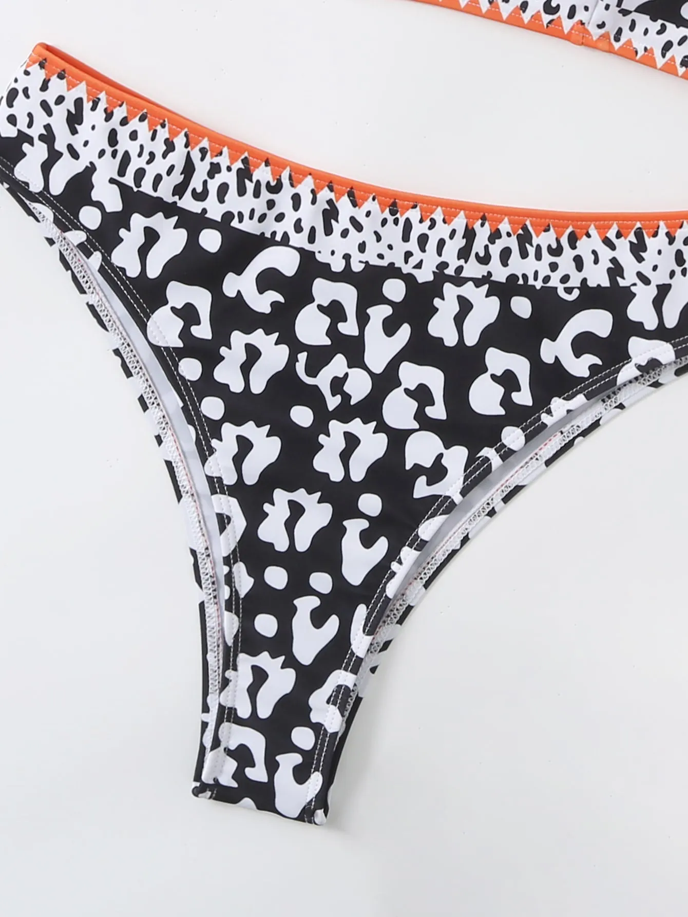 Leopard Print Stitch Detail Bikini Swimsuit