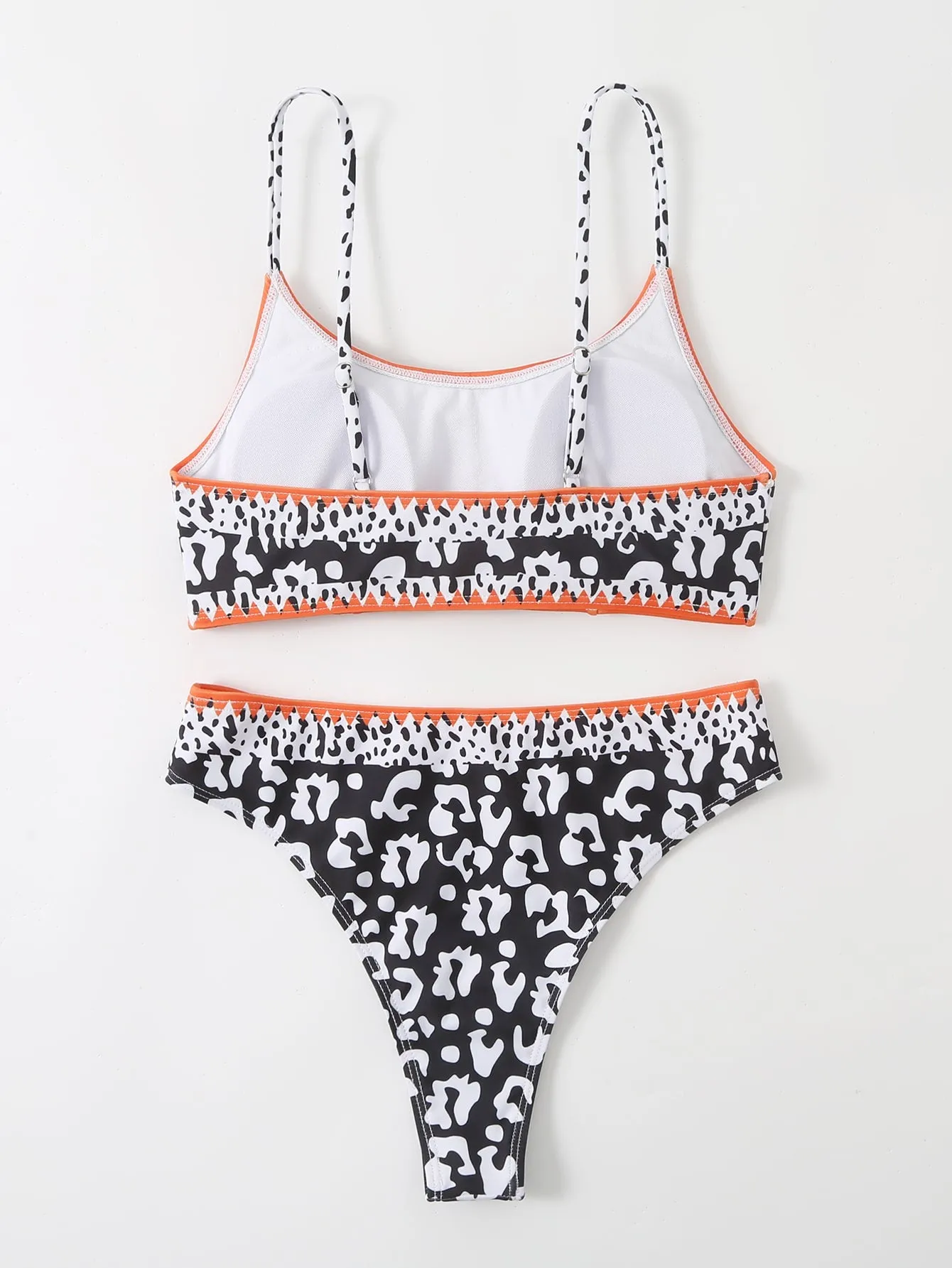 Leopard Print Stitch Detail Bikini Swimsuit