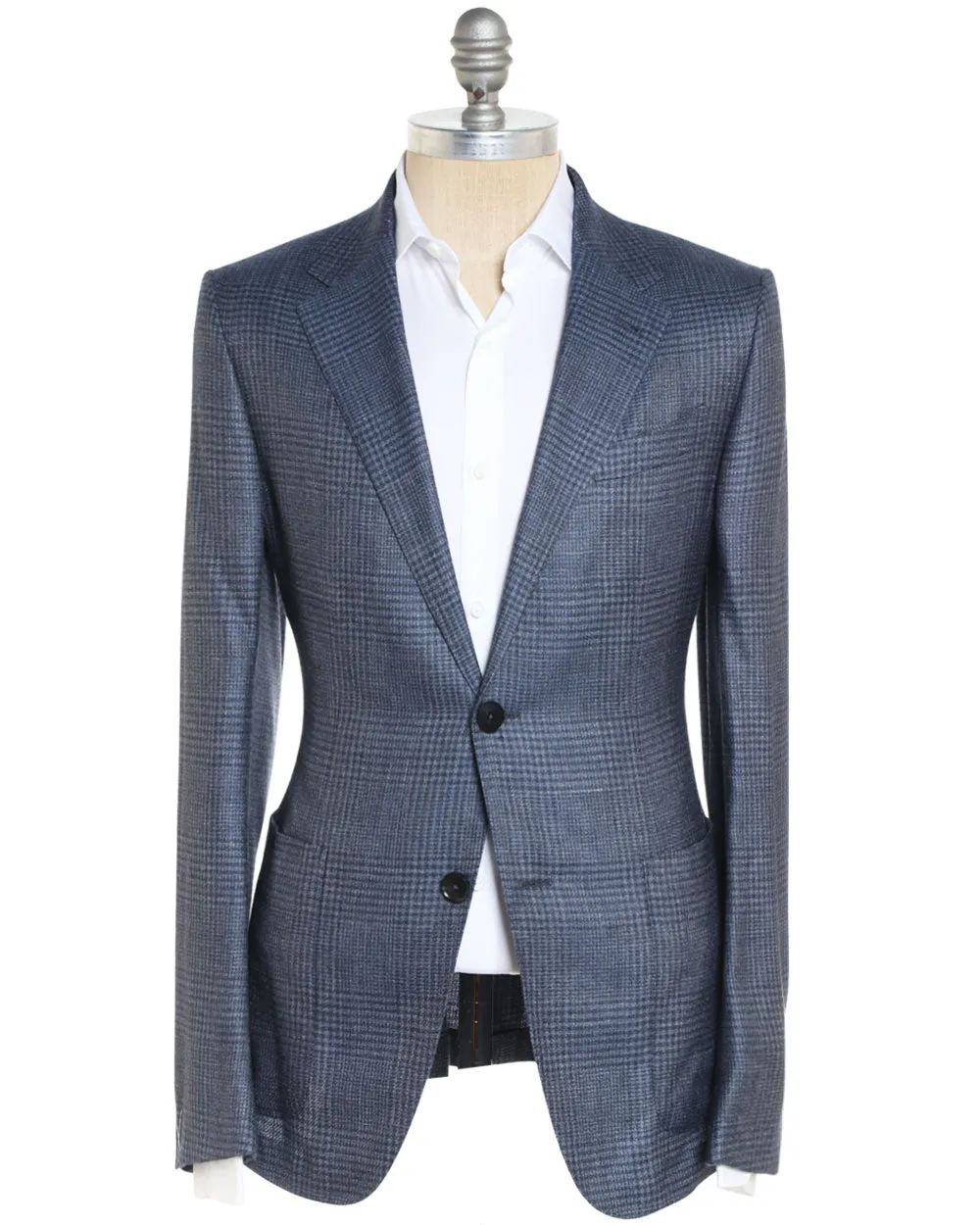 Light Blue and Navy Cashmere Blend Plaid Sportcoat