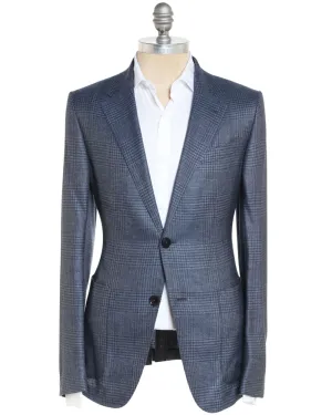 Light Blue and Navy Cashmere Blend Plaid Sportcoat