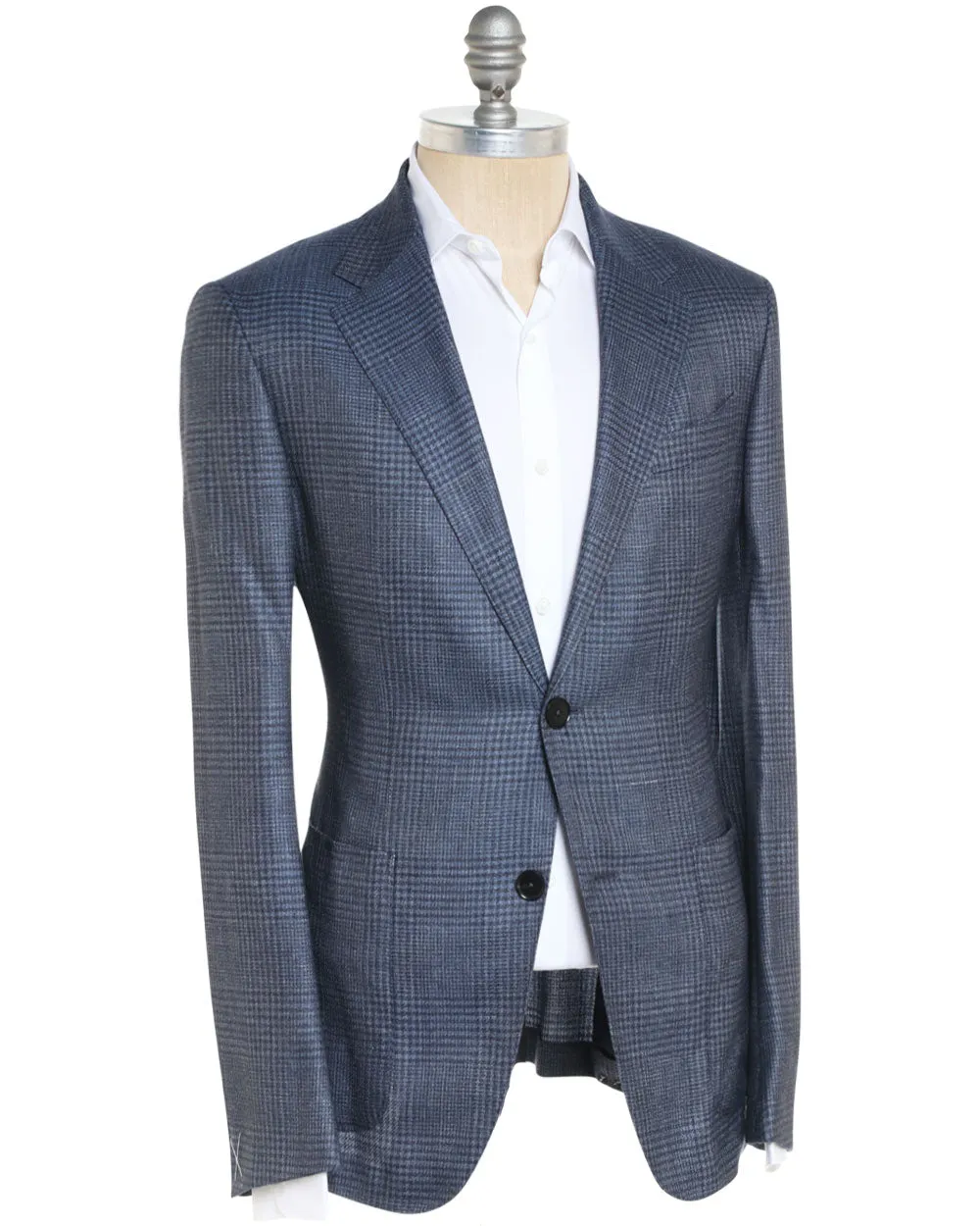 Light Blue and Navy Cashmere Blend Plaid Sportcoat