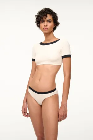 LILY SHORT SLEEVE BIKINI TOP | IVORY BLACK