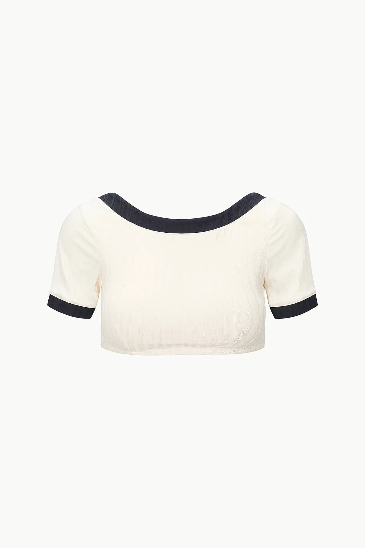LILY SHORT SLEEVE BIKINI TOP | IVORY BLACK