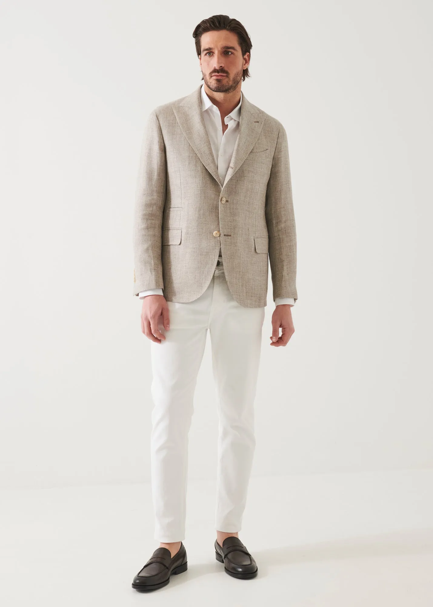 Linen Wool Blend Peak Lapel Blazer