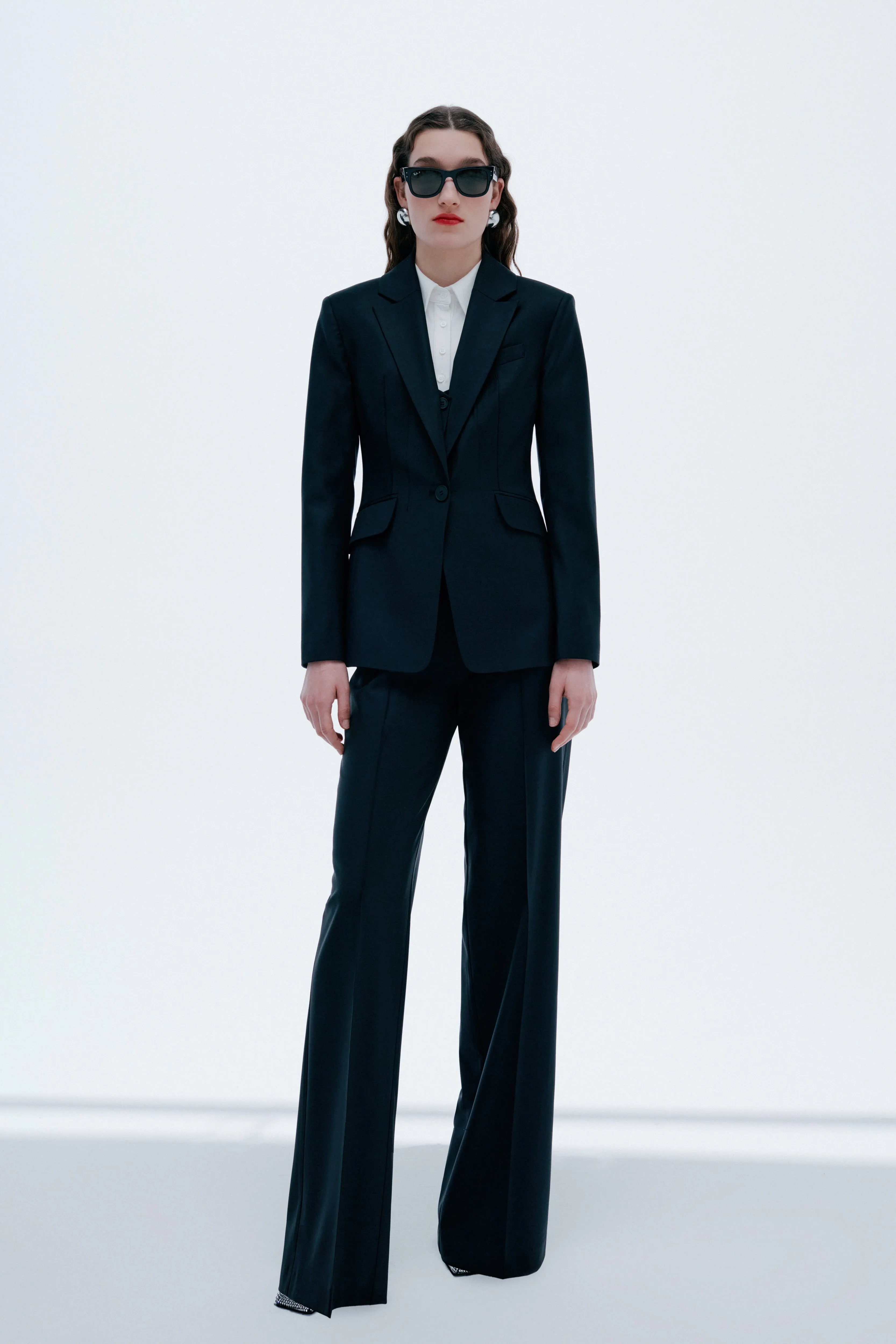 London - Fitted Wool Blend Blazer With Vest