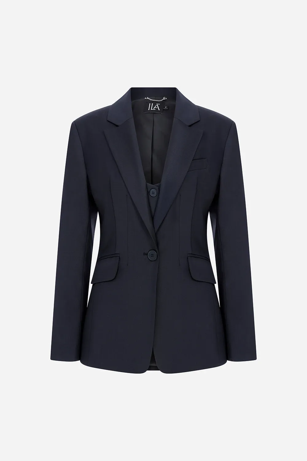 London - Fitted Wool Blend Blazer With Vest