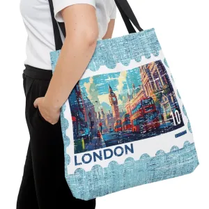 London Postage Stamp Large Tote Bag - Iconic British Landmark Souvenir