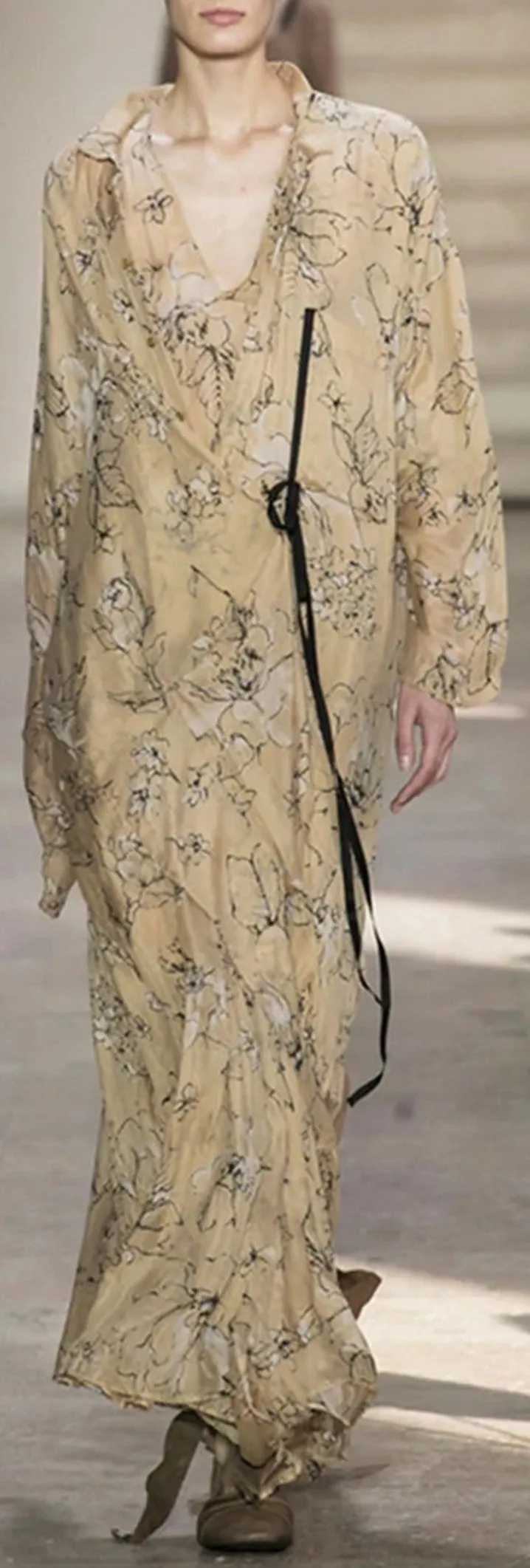 Long Printed Sheer Gown