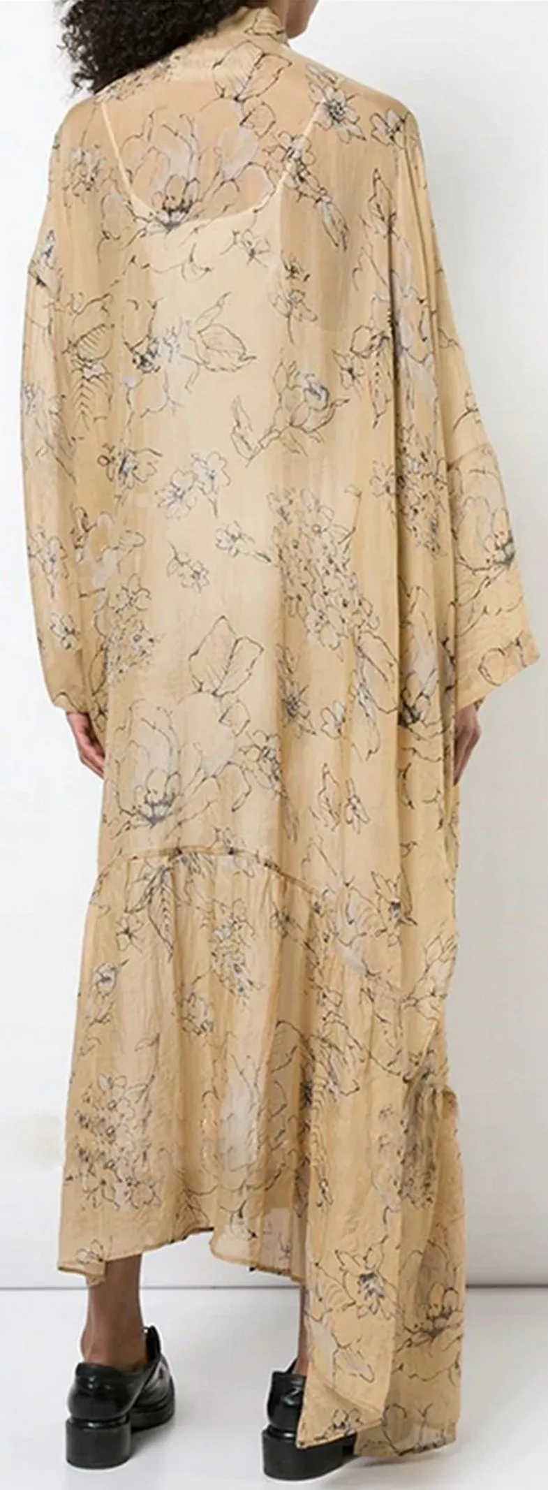 Long Printed Sheer Gown