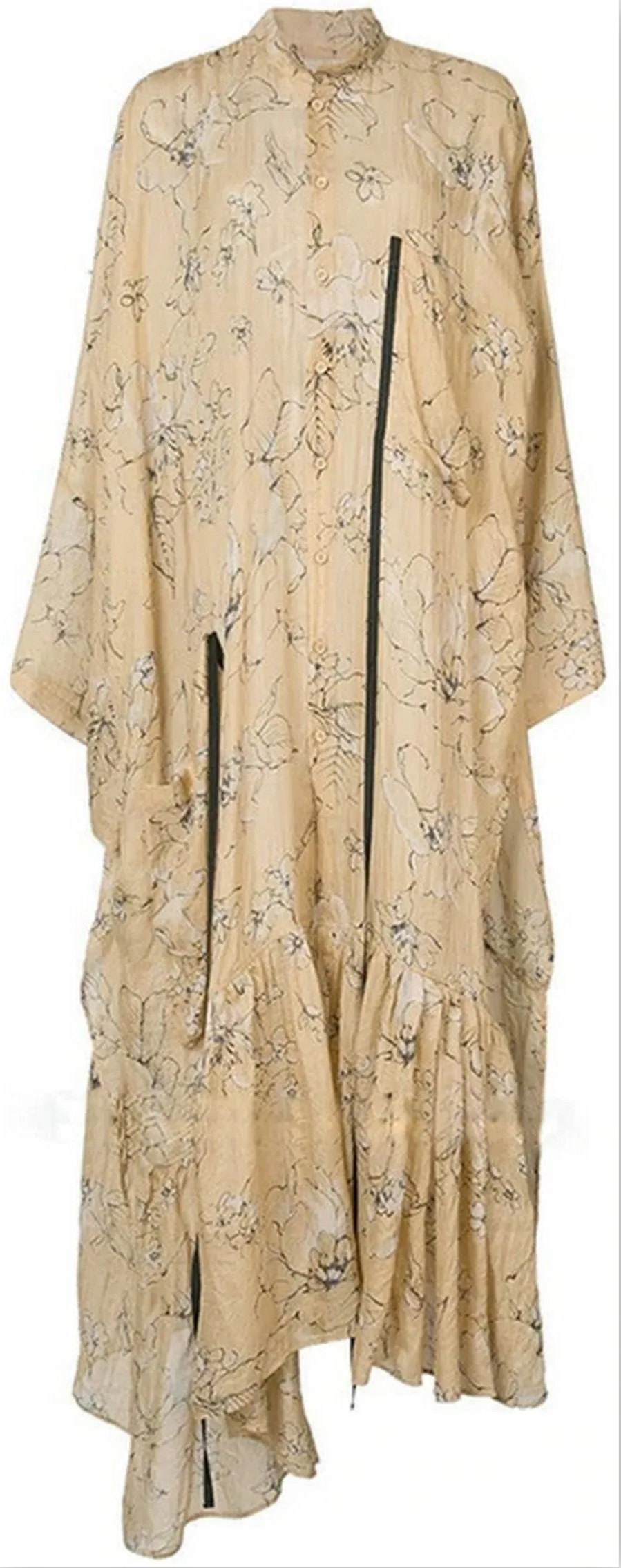 Long Printed Sheer Gown