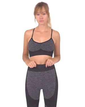 Meagan Seamless Sports Bra With Striped Band - Black