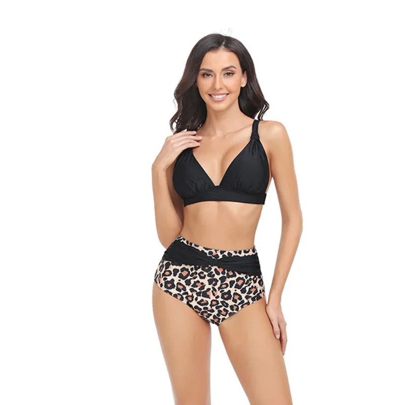 Mom and Daughter Leopard Ruffle Bikini Swimsuit