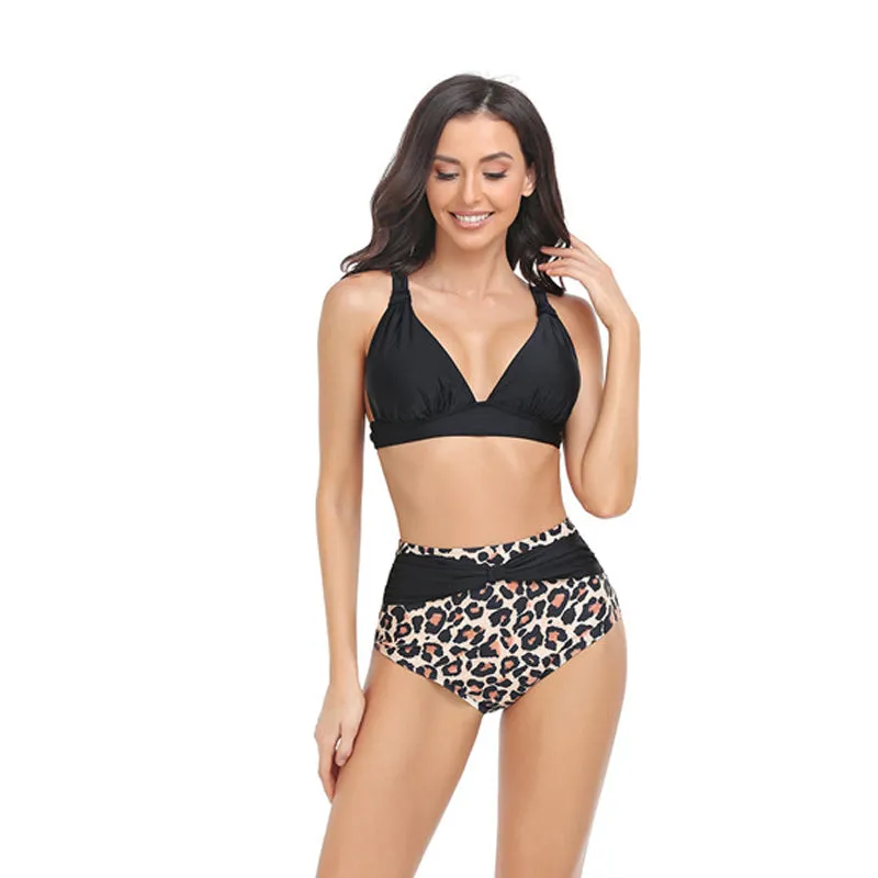 Mom and Daughter Leopard Ruffle Bikini Swimsuit