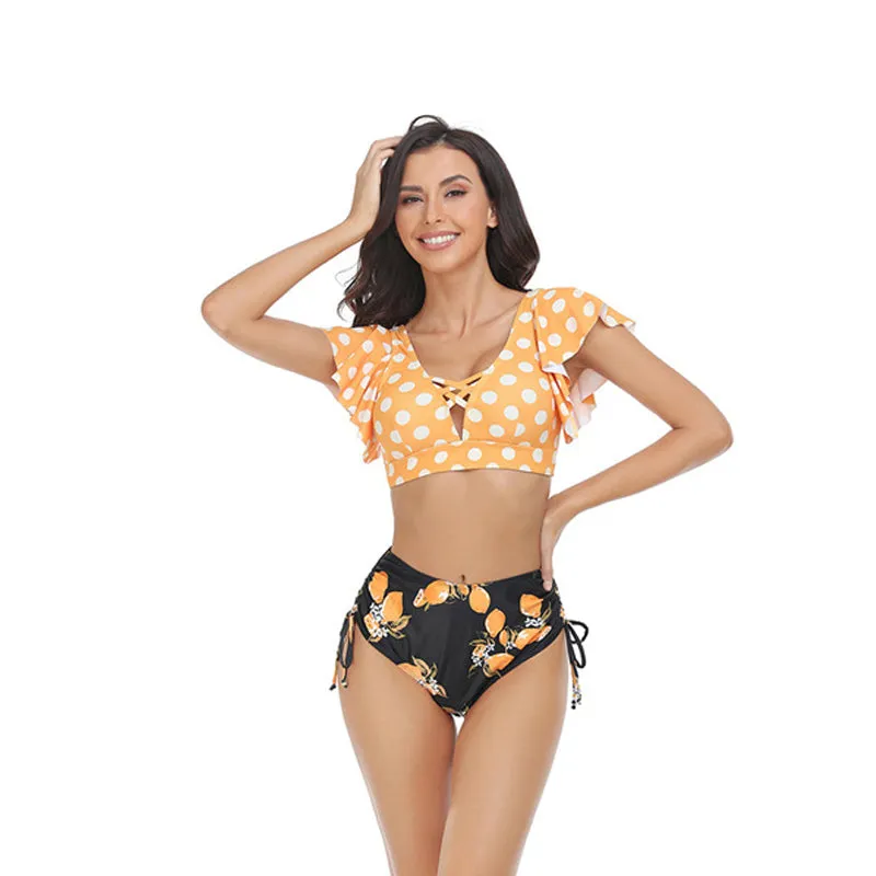 Mom and Daughter Polka Dot Print Bikini Swimsuit