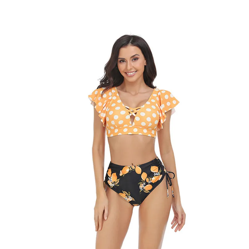 Mom and Daughter Polka Dot Print Bikini Swimsuit