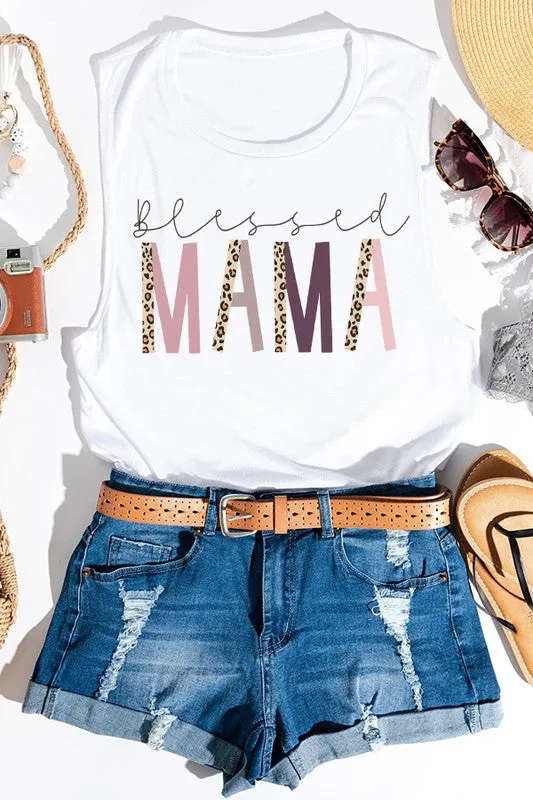 Mother's Day Leopard Blessed Mama Tank Top