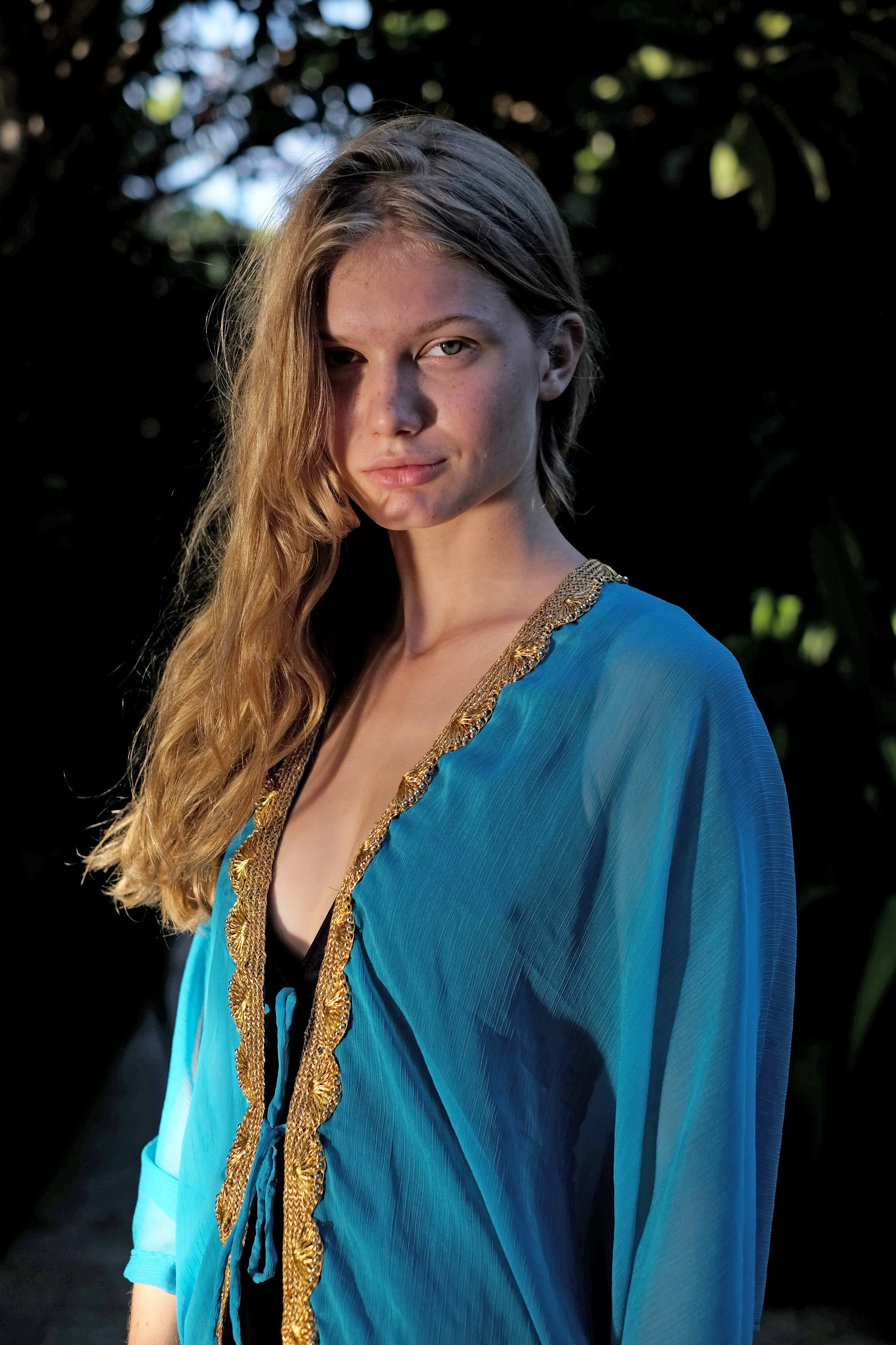 Nafeesa Women's Turquoise Beach Kaftan Cover Up