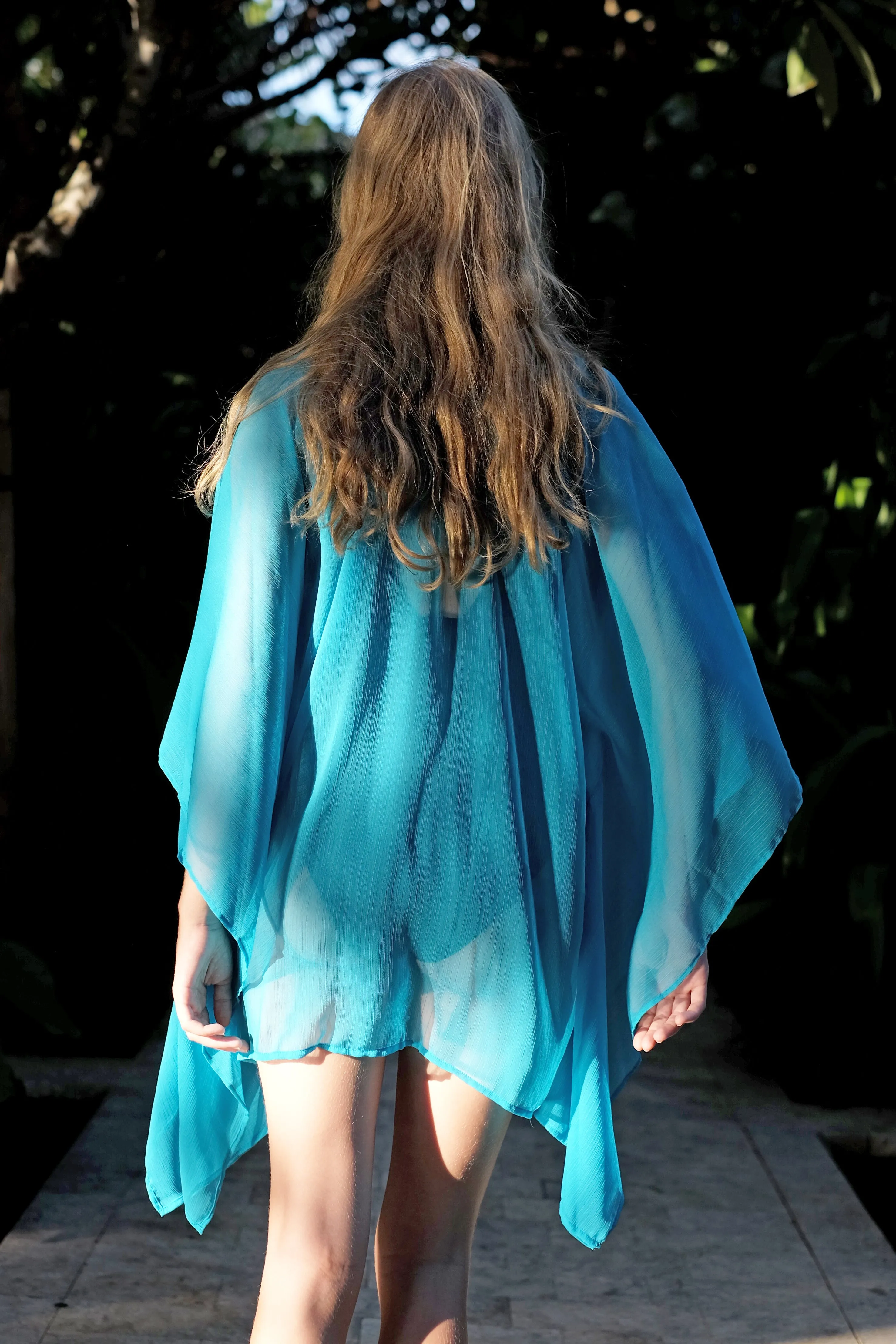 Nafeesa Women's Turquoise Beach Kaftan Cover Up