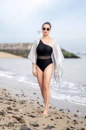 Neko Gray Leopard Print & Rhinestone Beach Kaftan