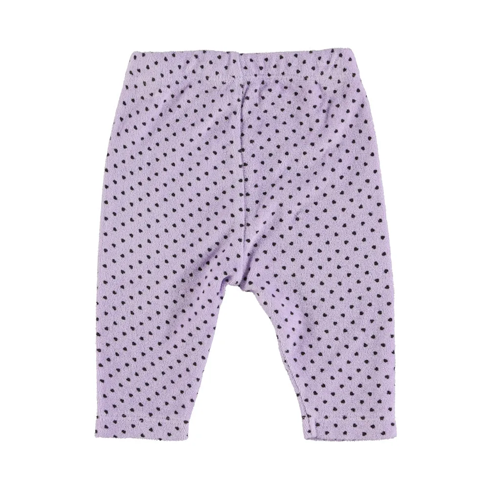 Newborn leggings | Lilac w/ little hearts