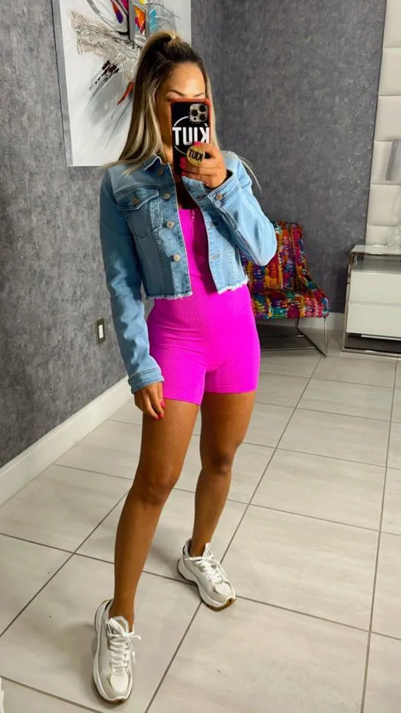 NR13 Stretchy denim crop jacket