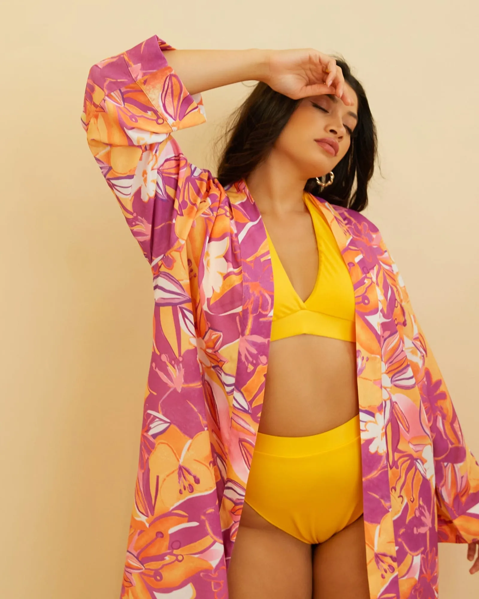 Padma Floral Print Duster | Orange