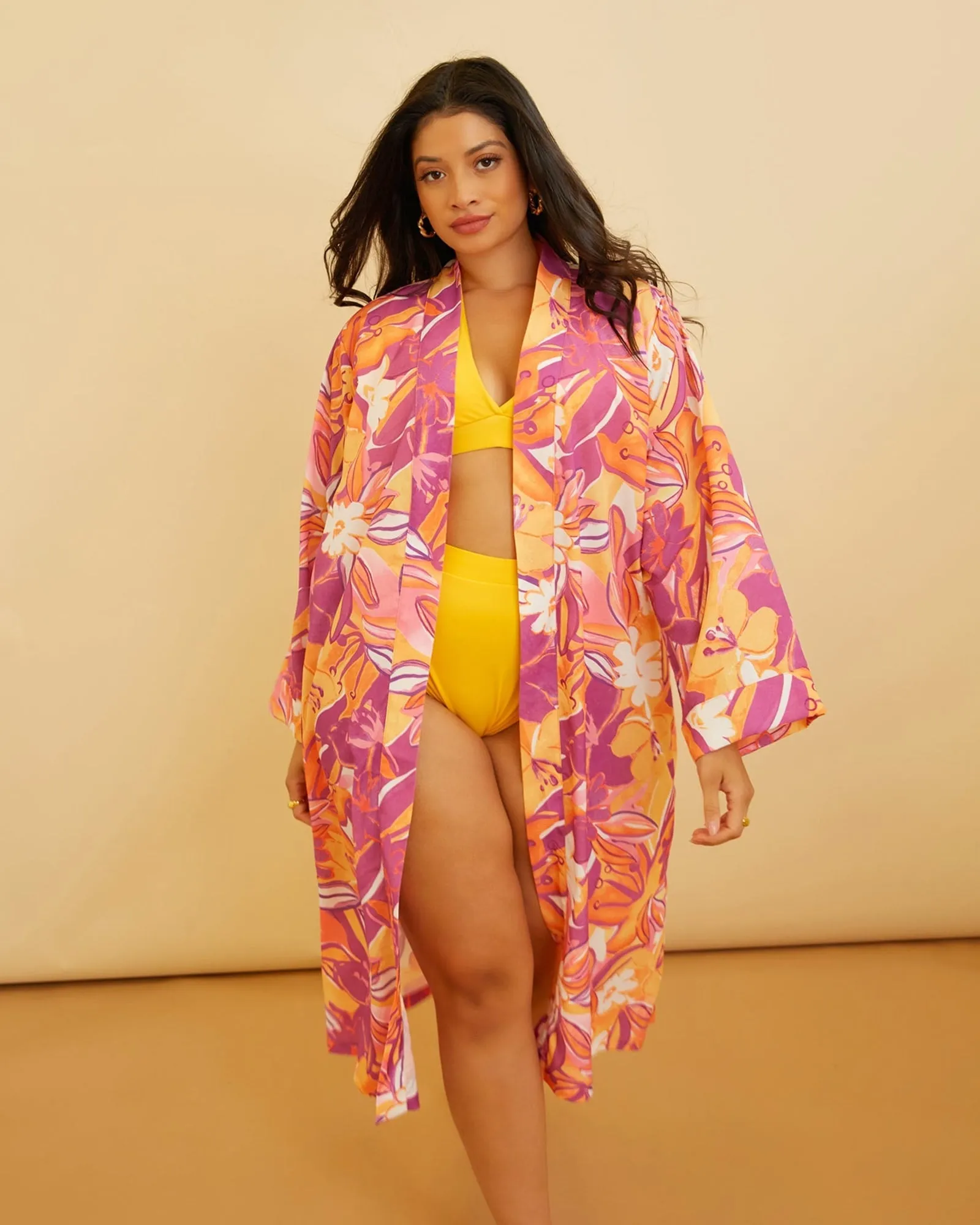 Padma Floral Print Duster | Orange