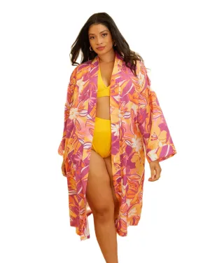Padma Floral Print Duster | Orange