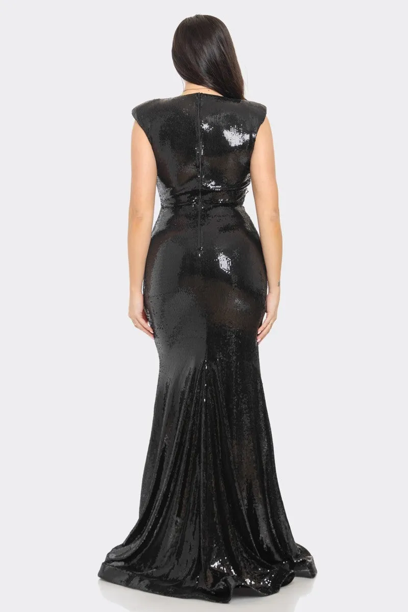 Pearl Sequin Maxi Gown
