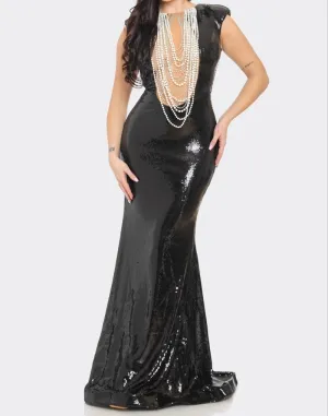 Pearl Sequin Maxi Gown