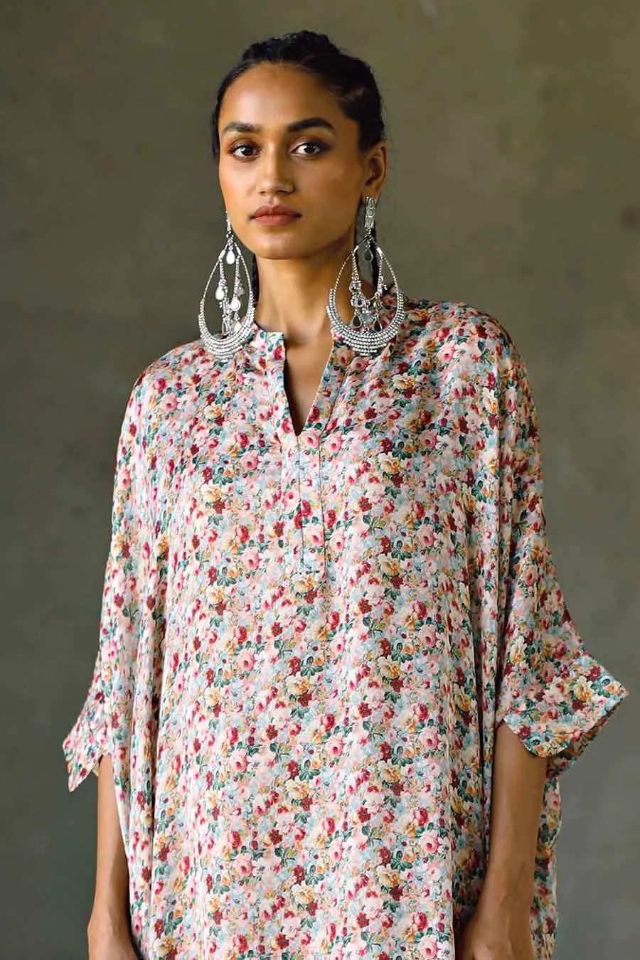 Pink Floral Milano Long Kaftan