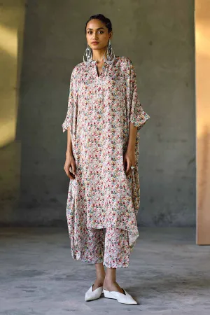 Pink Floral Milano Long Kaftan