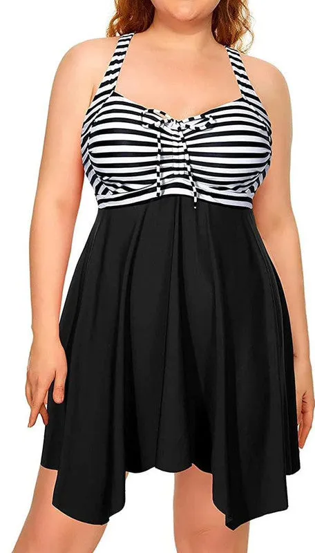 Plus Size Open Back Criss Cross Swimsuit Black