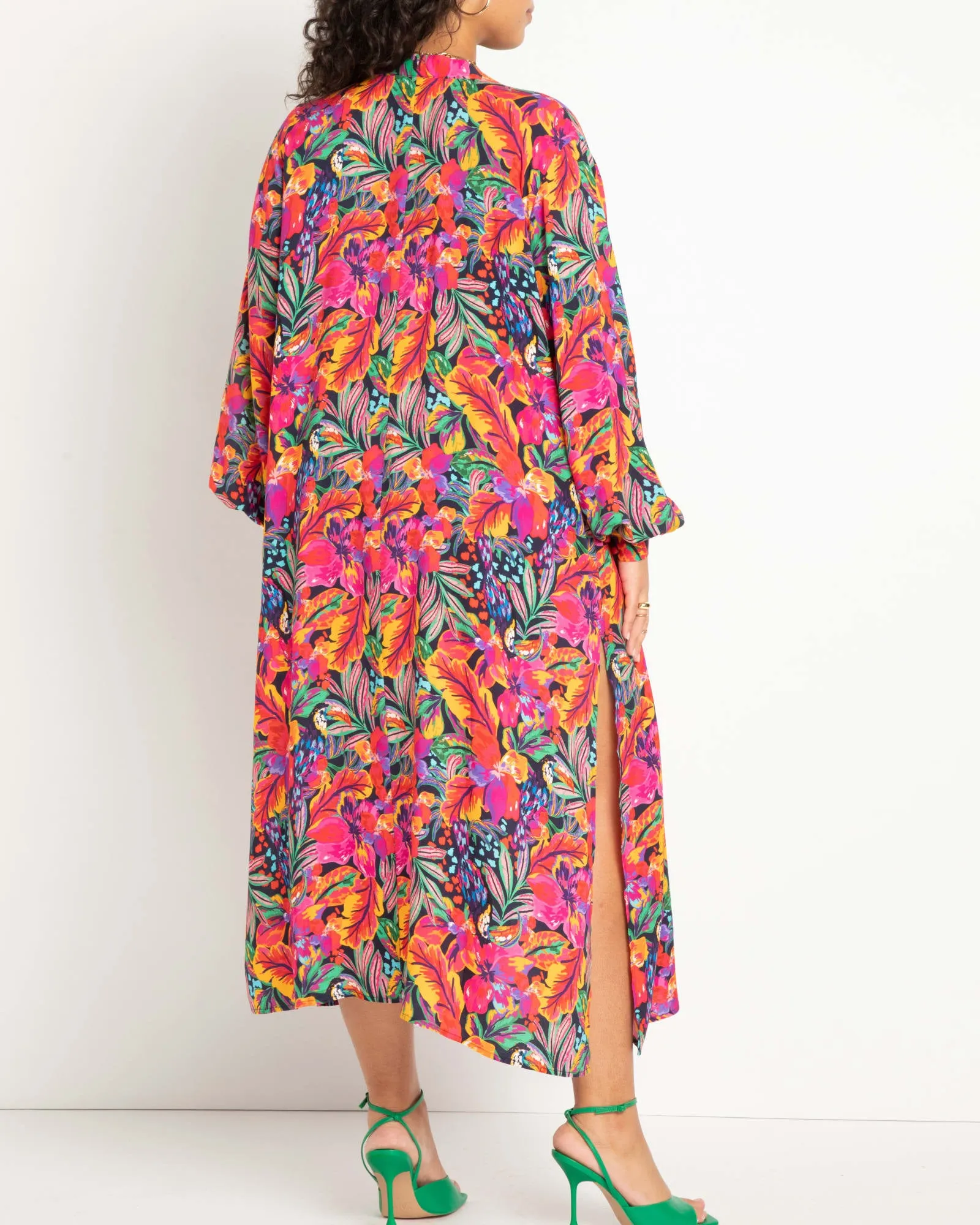 Printed Puff Sleeve Coverup Duster | Rio Garden