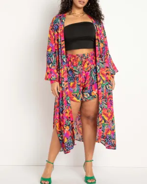 Printed Puff Sleeve Coverup Duster | Rio Garden