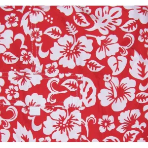 "Pure Hibiscus Too" (Red) Clamdiggers.  Select a Custom Inseam (14" to 19")