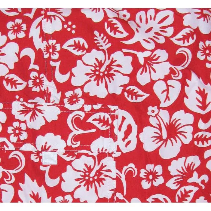 "Pure Hibiscus Too" (Red) Clamdiggers.  Select a Custom Inseam (14" to 19")