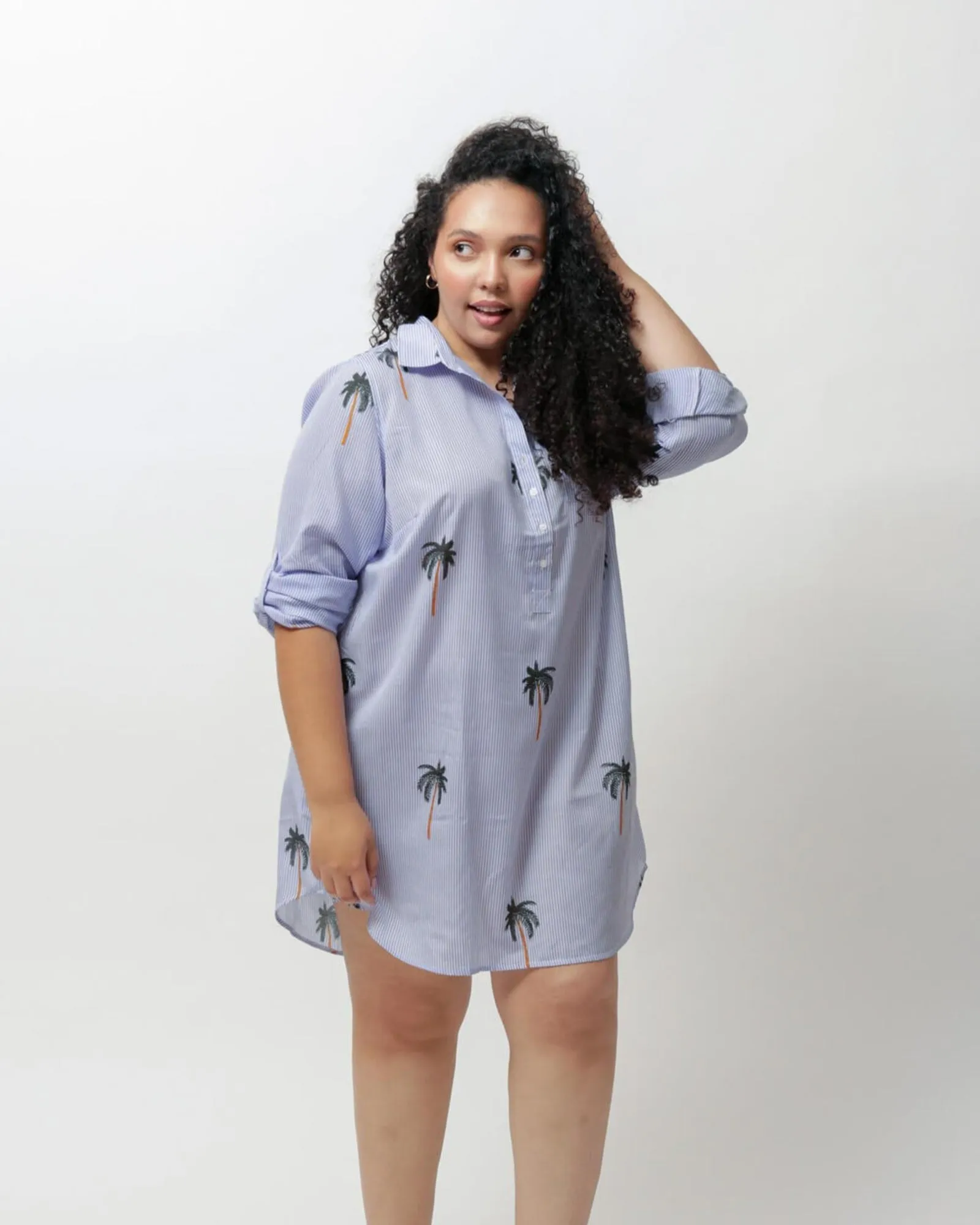 Reagan Boyfriend Cover Up | Palm Tree Print