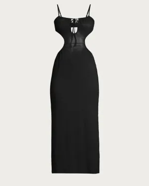 Ruched Cutout Maxi Cover Up in Black | Black