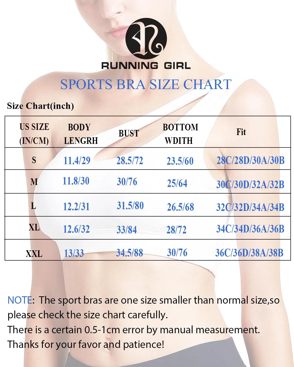RUNNING GIRL Sports Bras for Women, Padded Backless One Shoulder Sports Bra Pack Medium Support
