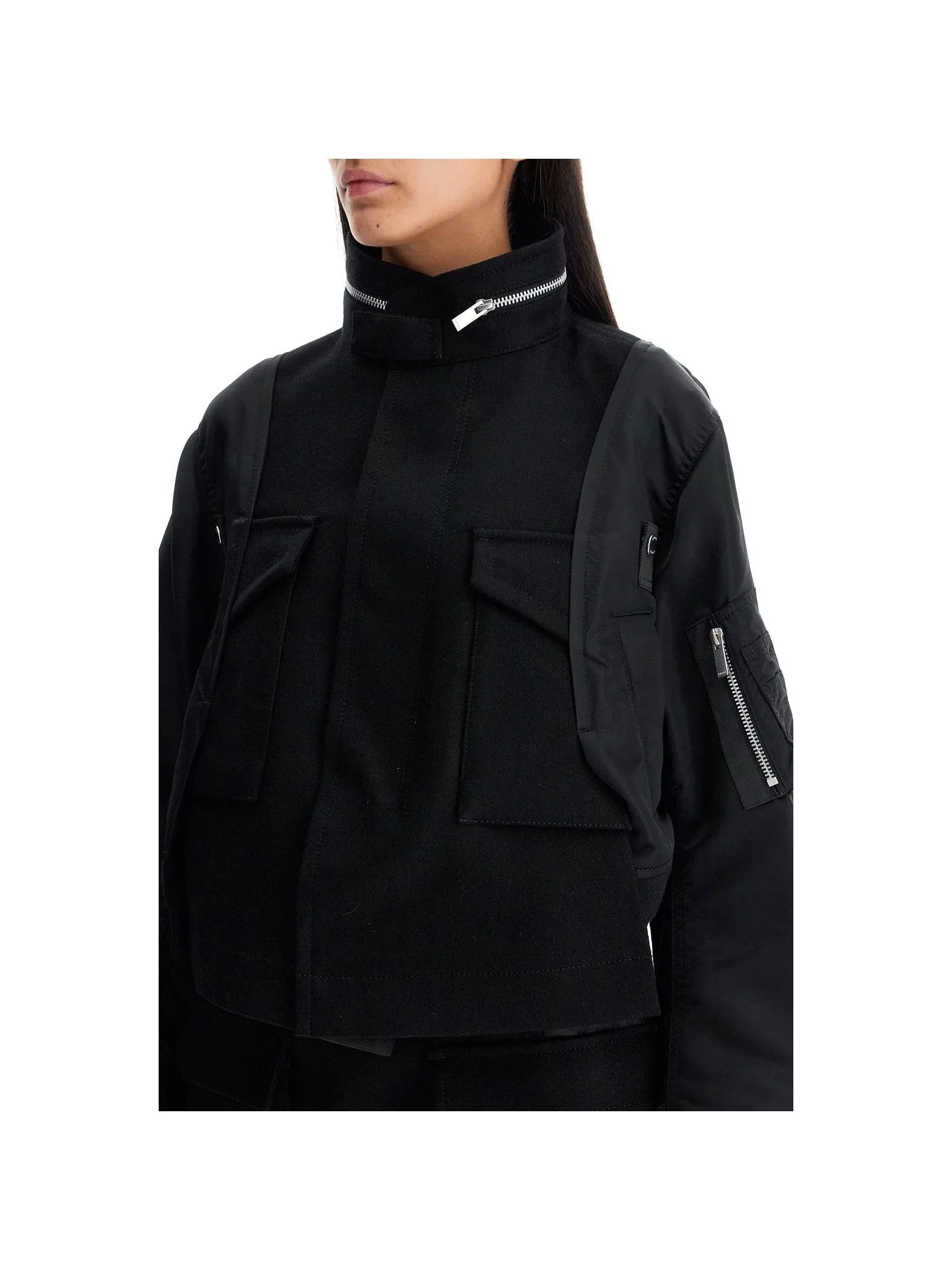 Sacai Wool Blend Outerwear Jacket